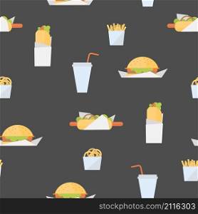 Fast food . Vector seamless pattern