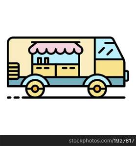 Fast food vehicle icon. Outline fast food vehicle vector icon color flat isolated. Fast food vehicle icon color outline vector