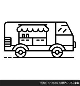 Fast food vehicle icon. Outline fast food vehicle vector icon for web design isolated on white background. Fast food vehicle icon, outline style