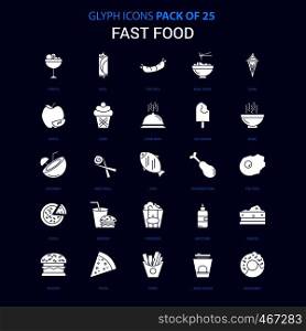Fast food White icon over Blue background. 25 Icon Pack