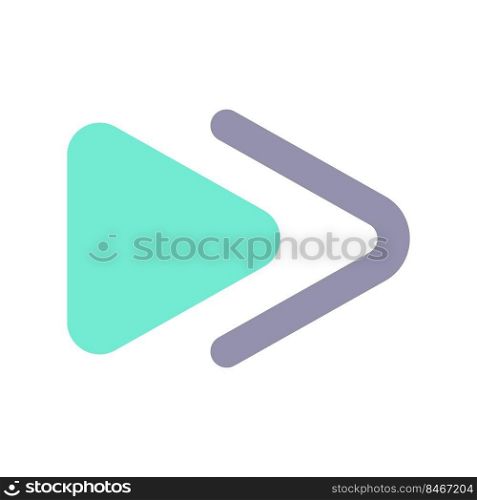 Fast forward button flat color ui icon. Music player bar. Playing multimedia file. Switch to next song. Simple filled element for mobile app. Colorful solid pictogram. Vector isolated RGB illustration. Fast forward button flat color ui icon