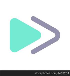Fast forward button flat color ui icon. Music player bar. Playing multimedia file. Switch to next song. Simple filled element for mobile app. Colorful solid pictogram. Vector isolated RGB illustration. Fast forward button flat color ui icon
