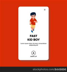 fast kid boy vector. school happy sport, speed people, motion person fast kid boy web flat cartoon illustration. fast kid boy vector