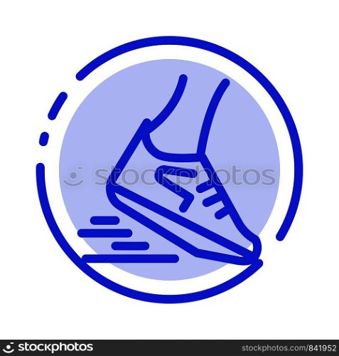 Fast, Leg, Run, Runner, Running Blue Dotted Line Line Icon