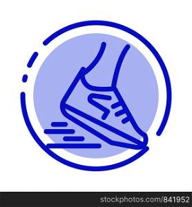 Fast, Leg, Run, Runner, Running Blue Dotted Line Line Icon