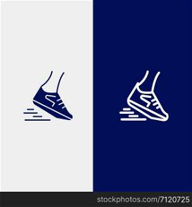 Fast, Leg, Run, Runner, Running Line and Glyph Solid icon Blue banner Line and Glyph Solid icon Blue banner