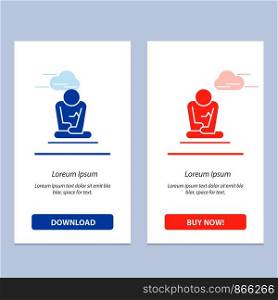 Fast, Meditation, Training, Yoga Blue and Red Download and Buy Now web Widget Card Template