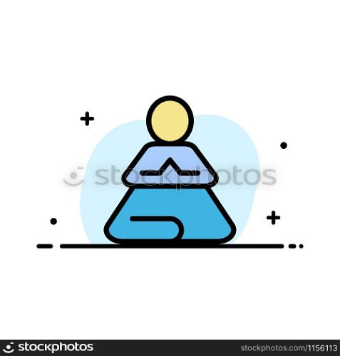 Fast, Meditation, Training, Yoga Business Flat Line Filled Icon Vector Banner Template