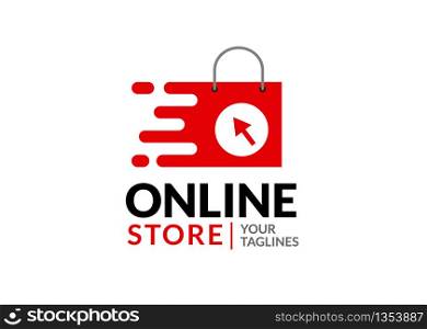 fast Online shopping or E-commerce logo vector design illustration, eCommerce online store logo.