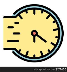 Fast repair clock icon. Outline fast repair clock vector icon color flat isolated. Fast repair clock icon color outline vector