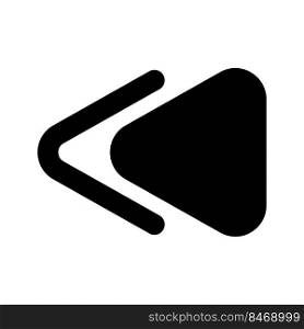 Fast reverse button black glyph ui icon. Music player. Playing multimedia file. User interface design. Silhouette symbol on white space. Solid pictogram for web, mobile. Isolated vector illustration. Fast reverse button black glyph ui icon