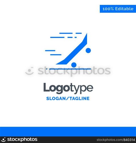 Fast, Ride, Riding, Skateboard, Skateboard Blue Solid Logo Template. Place for Tagline