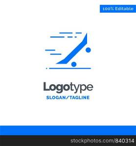 Fast, Ride, Riding, Skateboard, Skateboard Blue Solid Logo Template. Place for Tagline