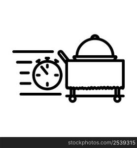 Fast Room Service Icon. Bold outline design with editable stroke width. Vector Illustration.