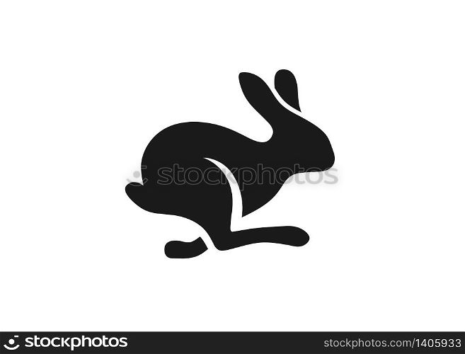 fast running rabbit logo vector, run bunny fast or jump silhouette vector illustration