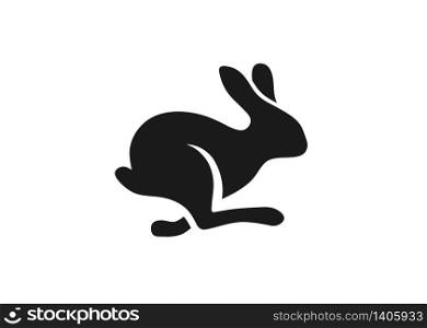 fast running rabbit logo vector, run bunny fast or jump silhouette vector illustration