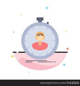 fast, speed, stopwatch, timer, girl Flat Color Icon Vector