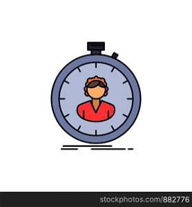 fast, speed, stopwatch, timer, girl Flat Color Icon Vector