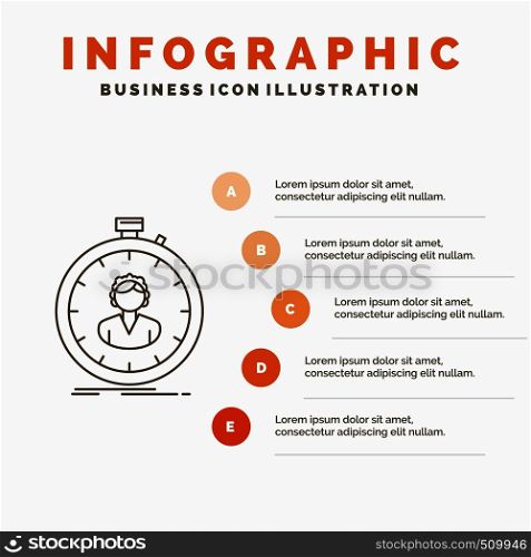 fast, speed, stopwatch, timer, girl Infographics Template for Website and Presentation. Line Gray icon with Orange infographic style vector illustration. Vector EPS10 Abstract Template background