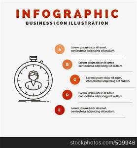 fast, speed, stopwatch, timer, girl Infographics Template for Website and Presentation. Line Gray icon with Orange infographic style vector illustration. Vector EPS10 Abstract Template background