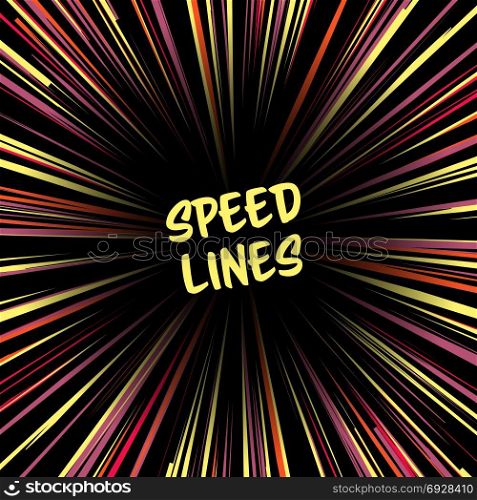 Fast speed warp vector effect.. Fast speed warp vector effect. Lines Zoom Fade Converging Background. Comic book Element, Ray Power