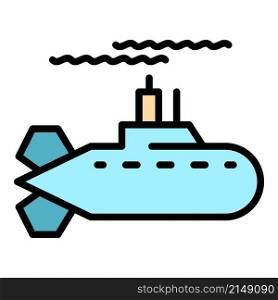 Fast submarine icon. Outline fast submarine vector icon color flat isolated. Fast submarine icon color outline vector