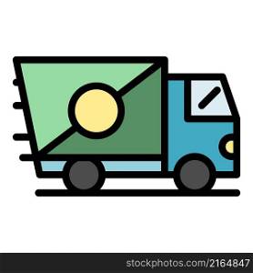 Fast truck delivery icon. Outline fast truck delivery vector icon color flat isolated. Fast truck delivery icon color outline vector
