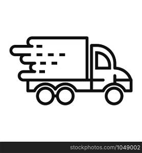 Fast truck delivery icon. Outline fast truck delivery vector icon for web design isolated on white background. Fast truck delivery icon, outline style