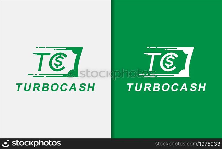 Fast Turbo Cash Logo Design Illustration. Graphic Design Element.