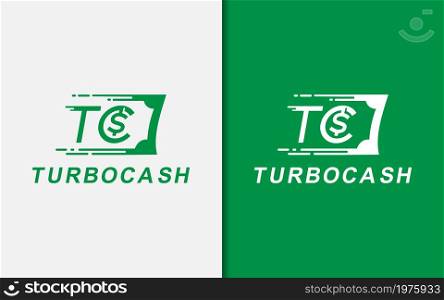 Fast Turbo Cash Logo Design Illustration. Graphic Design Element.