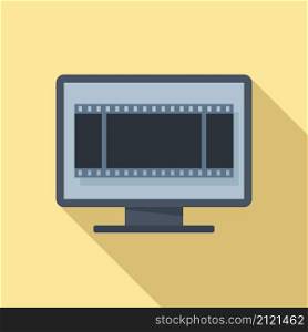 Fast video edit icon flat vector. Cinema film. Send recorder. Fast video edit icon flat vector. Cinema film