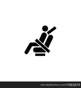 Fasten Seat Belt. Flat Vector Icon. Simple black symbol on white background. Fasten Seat Belt Flat Vector Icon