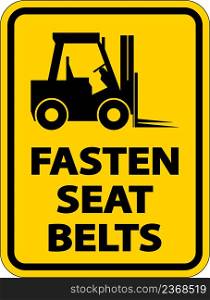Fasten Seat Belts Label Sign On White Background