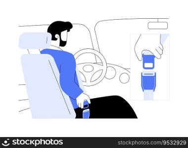 Fasten seatbelt abstract concept vector illustration. Man fastening his seat belt in the car, safe driving, personal transport owner, protect yourself in automobile abstract metaphor.. Fasten seatbelt abstract concept vector illustration.