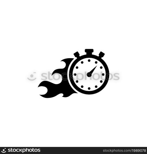 Faster Stopwatch, Fire Time, Express Delivery. Flat Vector Icon illustration. Simple black symbol on white background. Faster Stopwatch, Fire Time sign design template for web and mobile UI element. Faster Stopwatch, Fire Time, Express Delivery. Flat Vector Icon illustration. Simple black symbol on white background. Faster Stopwatch, Fire Time sign design template for web and mobile UI element.