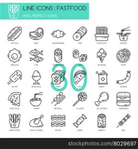 Fastfood, thin line icons set ,pixel perfect icon