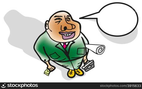 fat businessman with briefcase