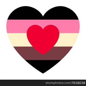 Fat Fetish Pride Flag, in heart shape icon on white background, vector illustration