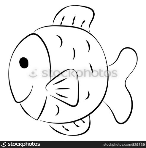Fat fish drawing, illustration, vector on white background.