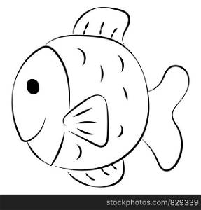Fat fish drawing, illustration, vector on white background.
