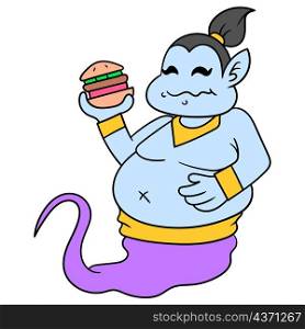fat genie brings a burger ready to be enjoyed