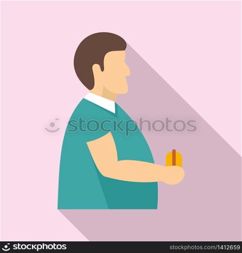 Fat man diabetes icon. Flat illustration of fat man diabetes vector icon for web design. Fat man diabetes icon, flat style