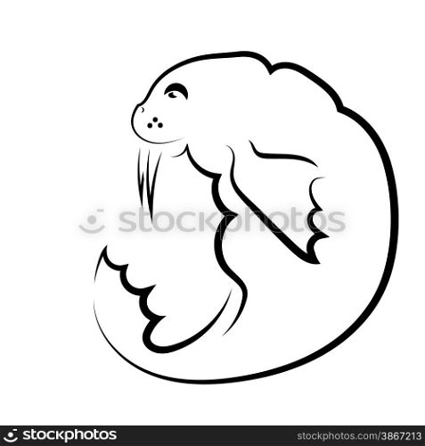 Fat Walrus Symbol Isolated on White Background. Walrus Symbol