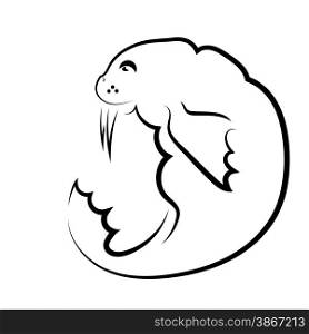 Fat Walrus Symbol Isolated on White Background. Walrus Symbol