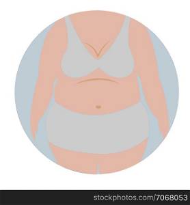 Fat woman cellulitis belly obesity overweight vector illustration