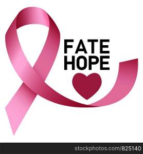 Fate hope breast cancer logo. Realistic illustration of fate hope breast cancer vector logo for web design isolated on white background. Fate hope breast cancer logo, realistic style