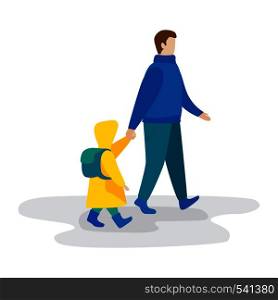 father and daughter walk together. Flat vector illustration. father and daughter walk together. vector illustration