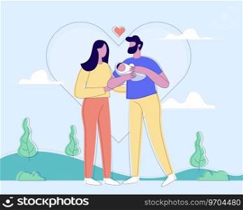 Father and mother with newborn ba Royalty Free Vector Image