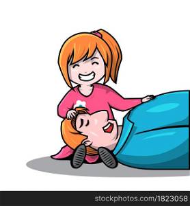Father Daddy Lying Daughter Girl Love Bonding Togetherness Cartoon