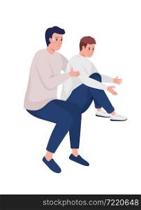 Father helping depressed teenager semi flat color vector characters. Full body people on white. Parental support isolated modern cartoon style illustration for graphic design and animation. Father helping depressed teenager semi flat color vector characters